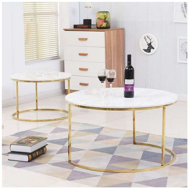 Marble Top Nesting Coffee Table - Set Of 2