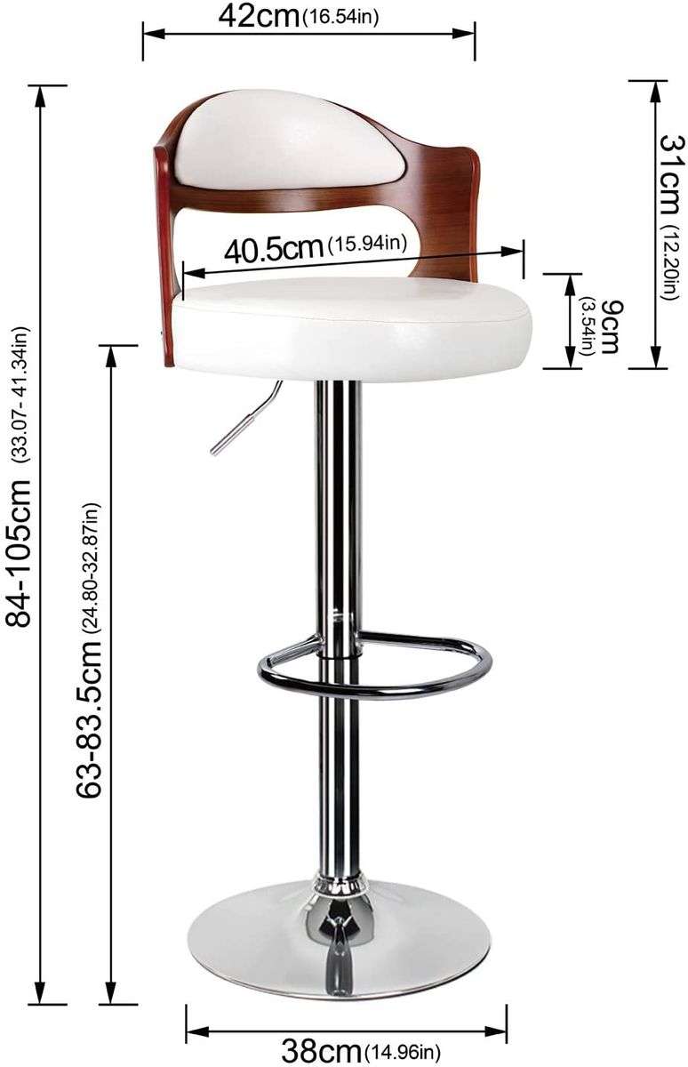 Bar & Kitchen Counter Stools - Set of 2 - Brown & Cream