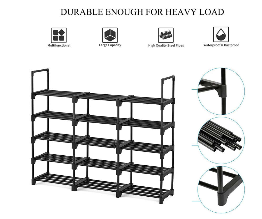 5 Layers Shoe Rack, Adjustable Metal  Structure Shoe Storage Organizer