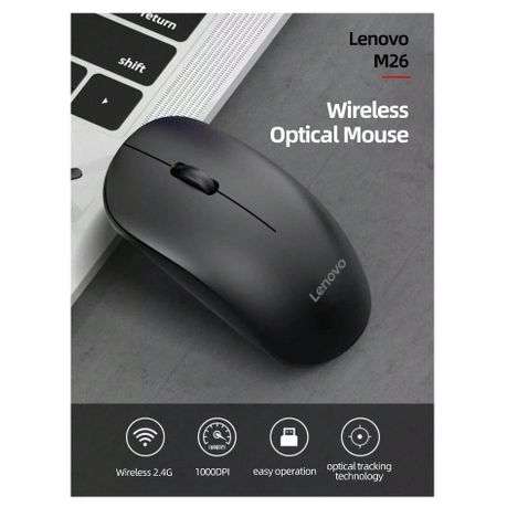 LENOVO - M26 - Advanced Optical Tracking Wireless Mouse - Black