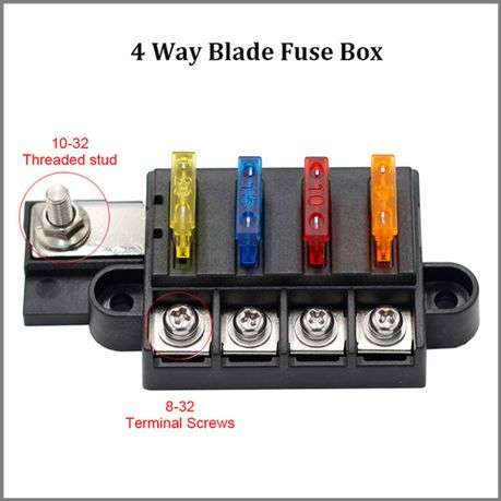 Car 4-Way Blade Fuse Box with Cover DC 32V for Car Boat