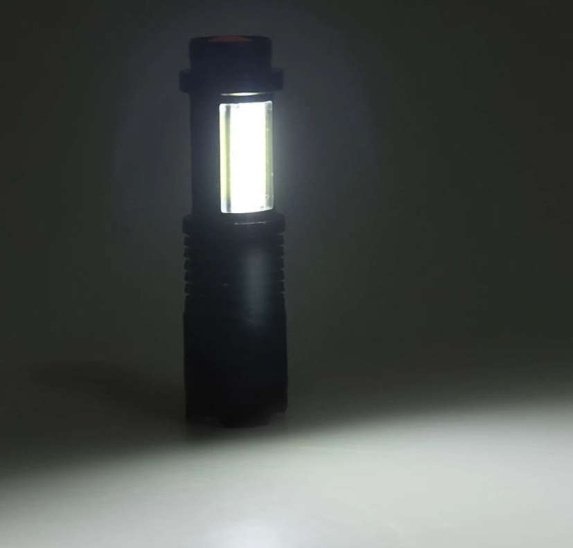 Mini Alloy USB Rechargeable Torch Flashlight with Zoom & Side Light - 3 Set