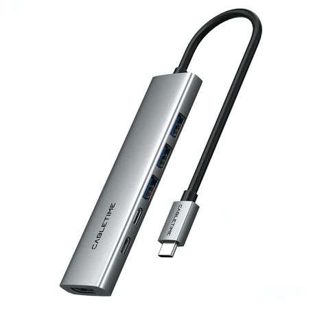 Cabletime - 6 IN 1 USB C Hub with HDMI and 100W Power Delivery - Cabletime - 6 IN 1 USB C Hub wit...