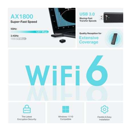 Tp-Link - Archer TX20U Dual Band Wi-Fi 6 Wireless USB Adapter - Tp-Link - Archer TX20U Dual Band ...