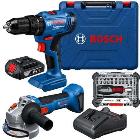 Bosch - Cordless Drill & Grinder with 2ah Battery, Charger & 42Pce Bit Set - Bosch - Cordless Dri...