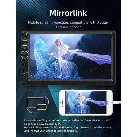 7-Inch Double-DIN Car Stereo with Touchscreen, CarPlay & Android Auto
