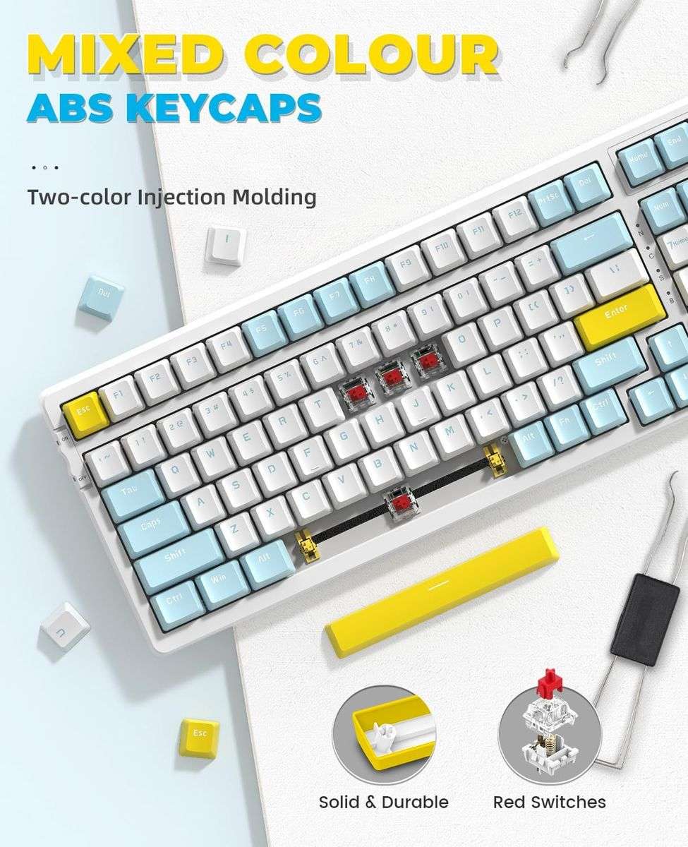 RedSwitch Bluetooth 5.0/2.4Ghz Wireless Mechanical Keyboard - Grey Orange