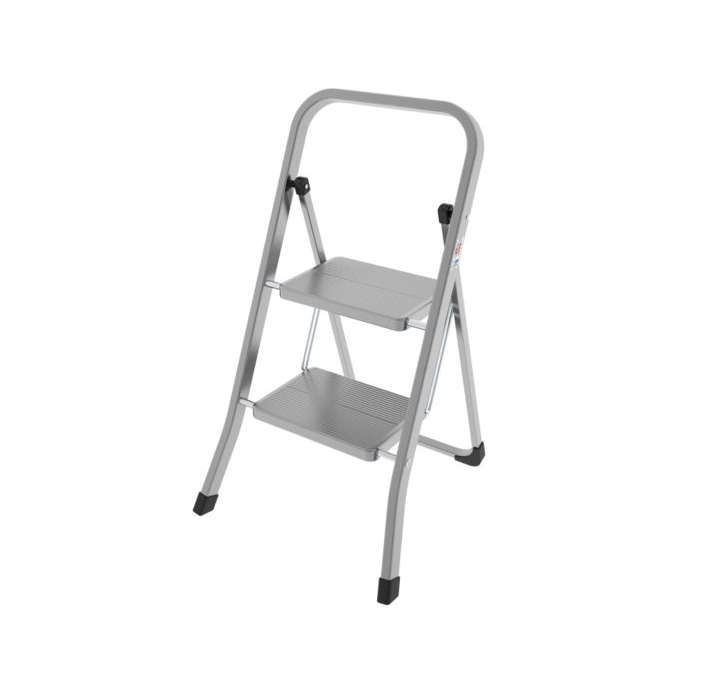 Colombo 46cm 2-Step Stable Steel Step Stool - Stabilo Stainless Steel (PLASTIC FOOT COVERS MISSING)