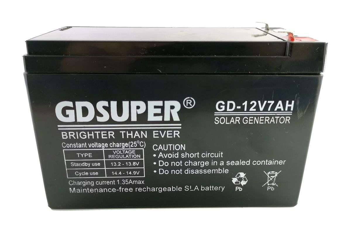 GD SUPER 12V 7Amps SOLAR Battery for UPS, Gate Motors, Garage Motors, Alarm Systems etc