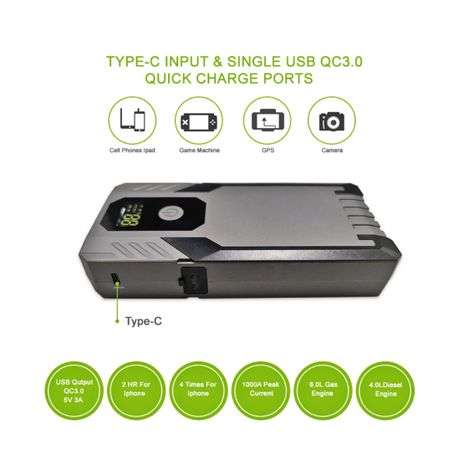 2000A 14800Mah Portable Jump Car starter Kit With Work Gloves & Carry Case