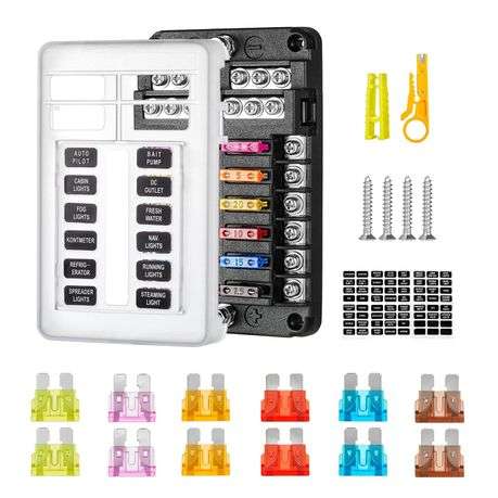 Blade Fuse Box, 12V/24V/32V Fuse Box with Negative Bus for Car & Vehicle Use