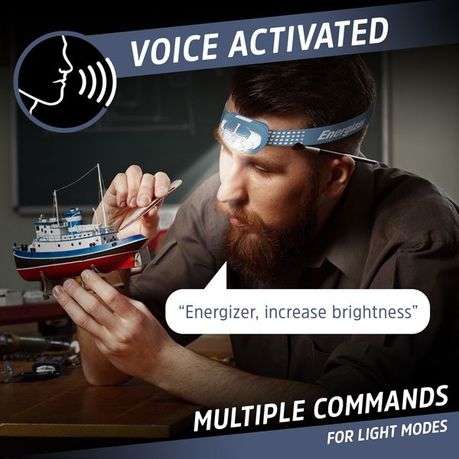 Energizer - Smart Voice Activated Headlamp incl. 3x AAA - Energizer - Smart Voice Activated Headl...
