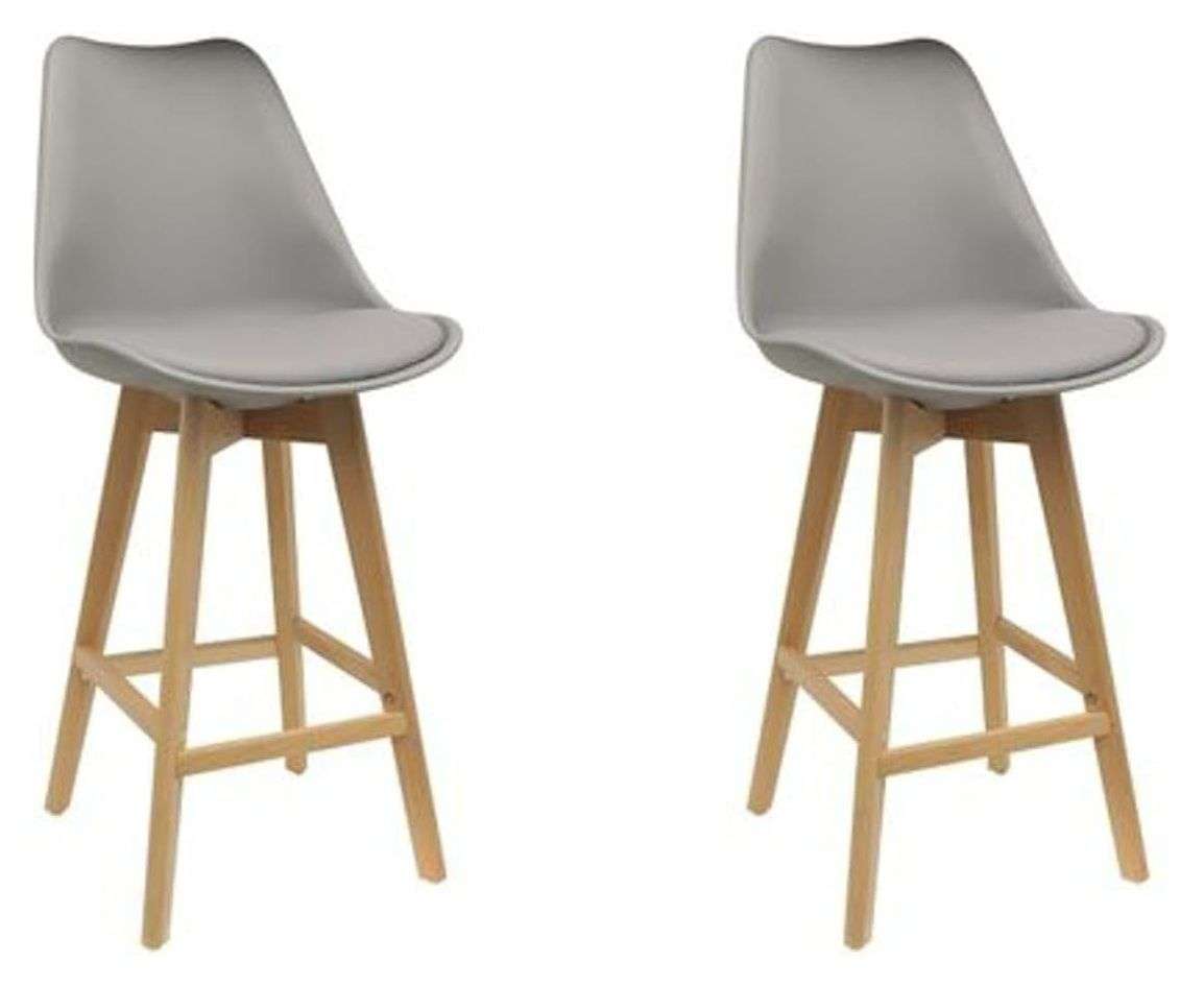 Modern And Stylish Padded Bar Stool-2 Pack - Grey