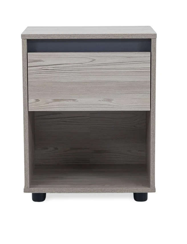 Nightstand End Table with Open Shelf - Brown, Grey