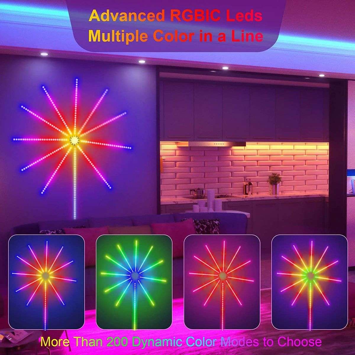 LED RGB Fireworks Strip Light with Remote