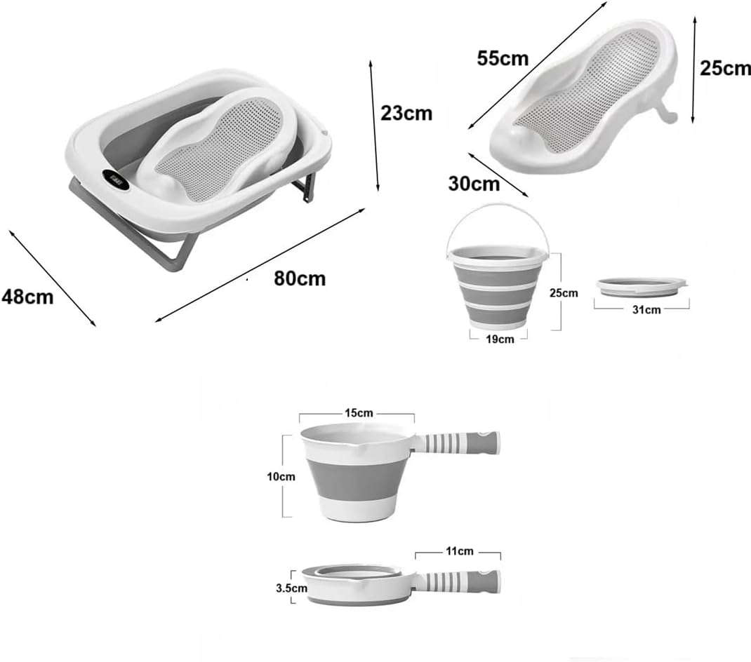 5 Piece New Born/Toddler Folding Bathtub Set