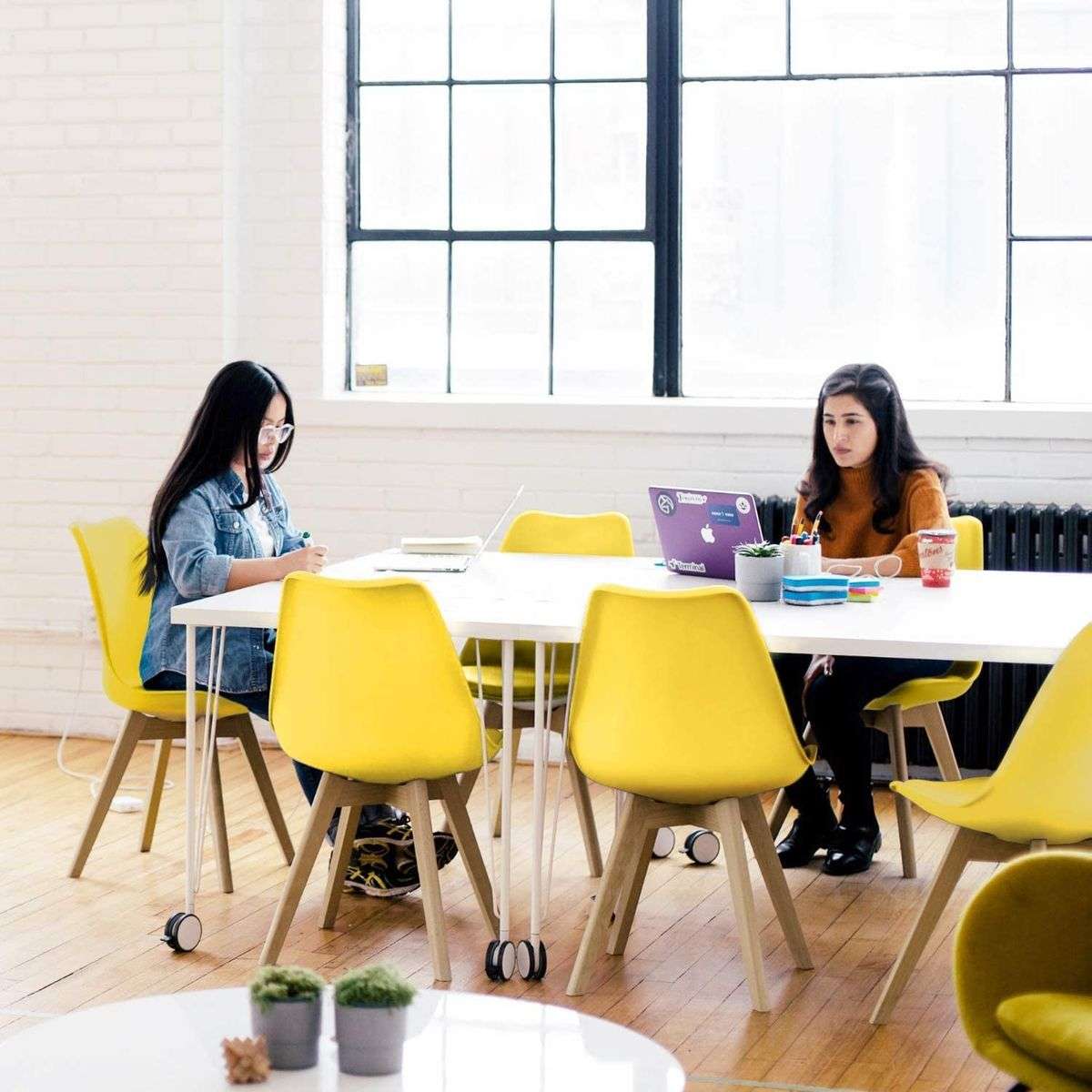 Dining Chairs - Cushioned Seat - Pack of Six - Yellow Colour