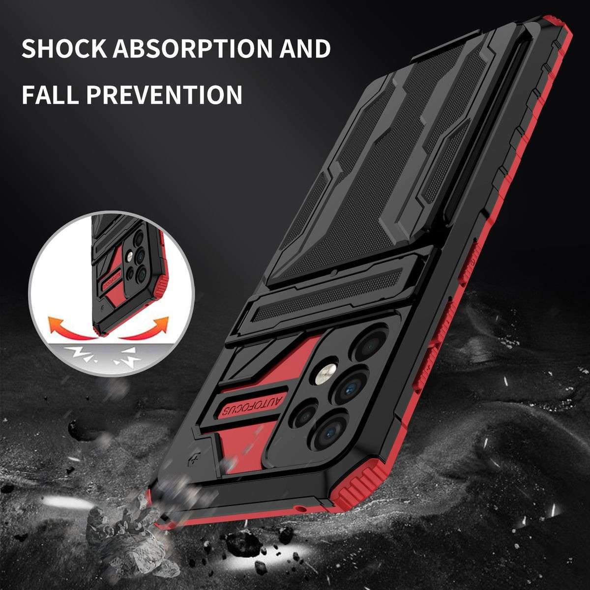 Sliding Hidden Wallet Kickstand Shockproof Heavy Duty Protective Case For Samsung A52