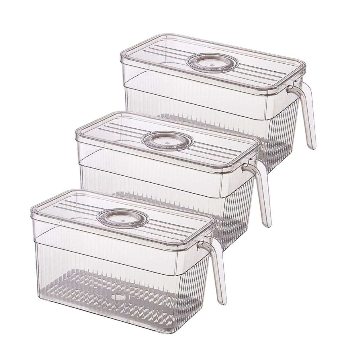 Stackacle Food Storage Container Refrigerator Pantry Organizer Bins - 3 Pieces