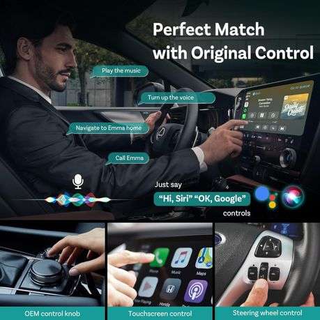 Wireless Smartphone Integration Adapter for CarPlay and Android Auto - 2-in-1 Mini
