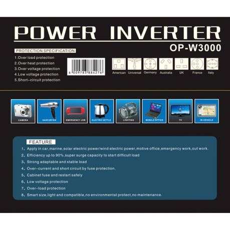 Omega OP-W3000 Inverter 12V INPUT 220V OUTPUT - Secondhand