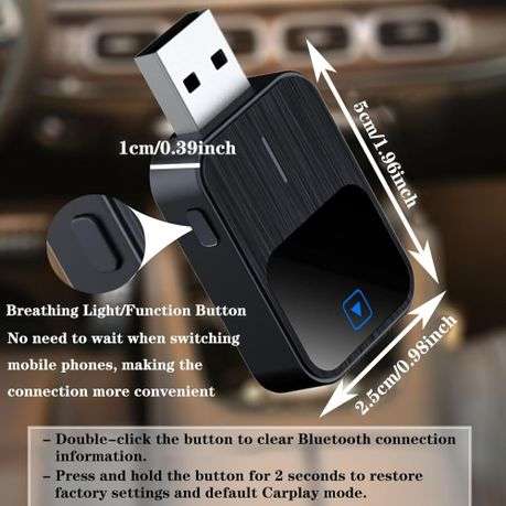 Streamlined CarPlay and Android Auto Wireless Upgrade Adapter - Mini
