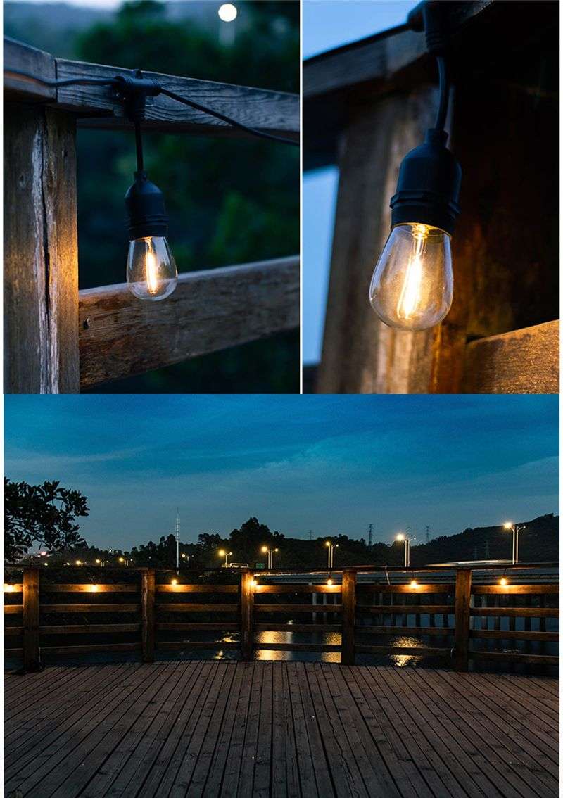 10 LED Waterproof Solar Outdoor Patio String Bulb Lights