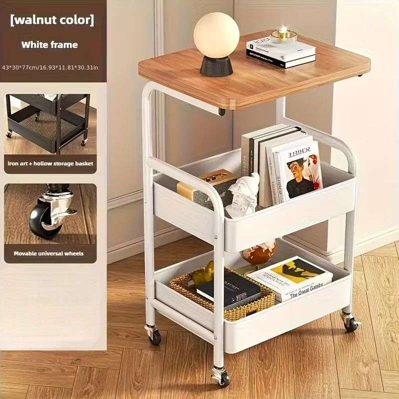 Nordic Moveable Double-Layer Side-Table Storage Trolley