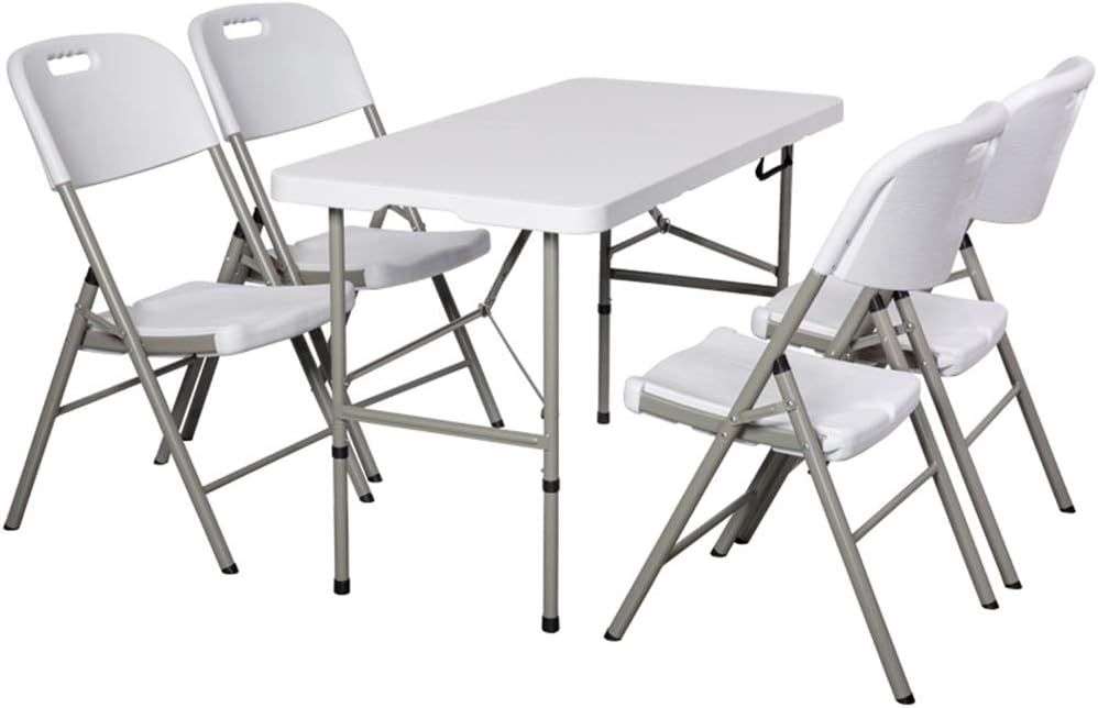 Foldable Table and Chairs Set - 5-Piece white- Indoor & Outdoor Use