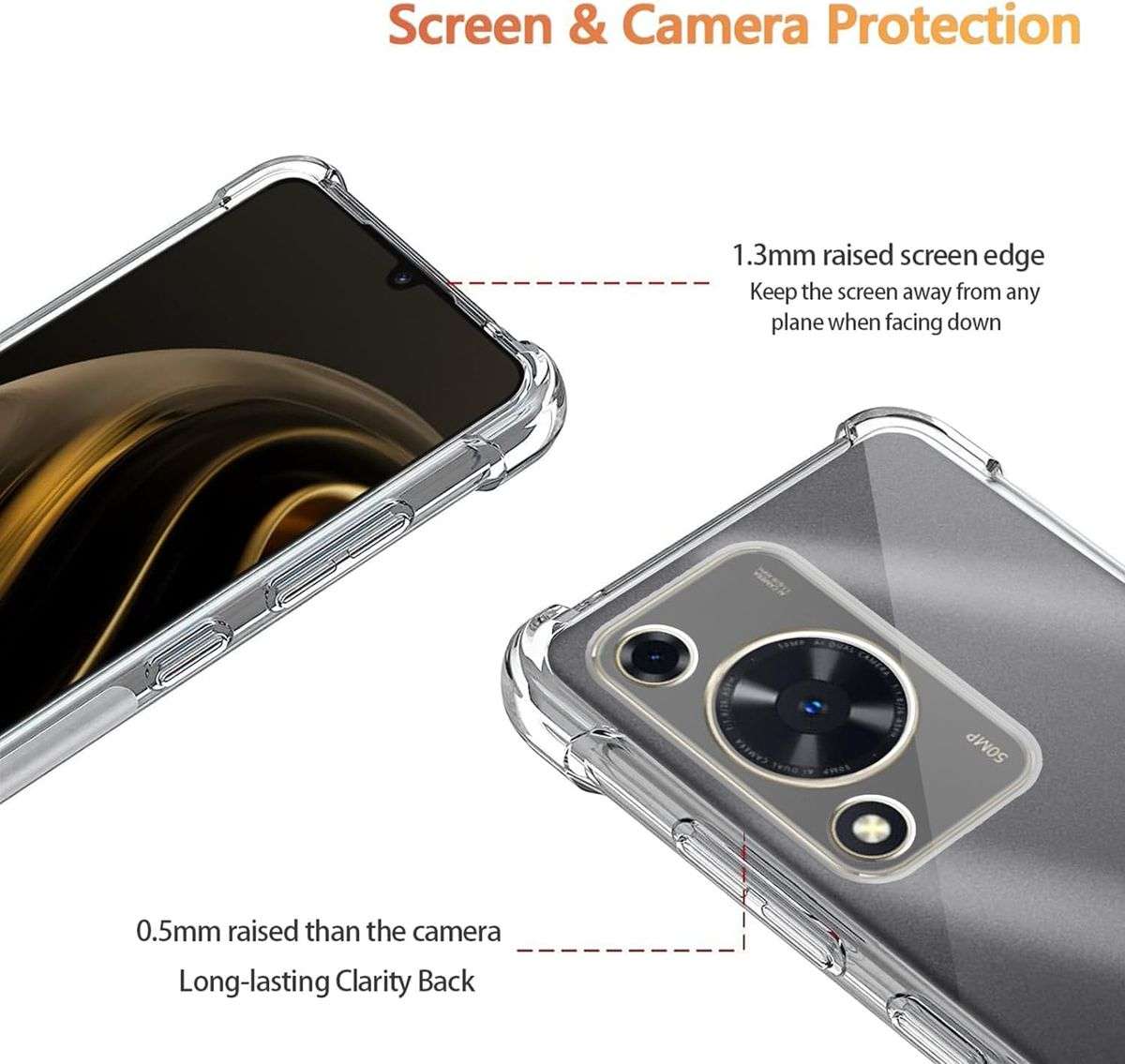 Shockproof Transparent Cover Compatible With Huawei Nova Y63/Y72/Enjoy 70