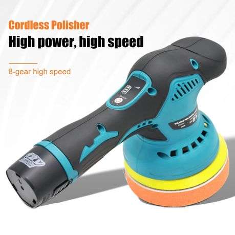 8 Speed Cordless Wax Buff & Polish Machine With 1 Battery, 4 Pads