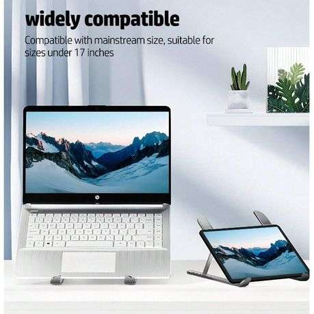 HP - Foldable Metal Laptop Stand With Multi-Gear Adjustment - Silver