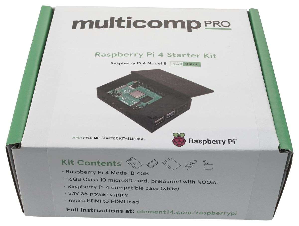 Multicomp Pro RPI4-MP-STARTER KIT-BLK-4GB Raspberry Pi 4B Starter Kit