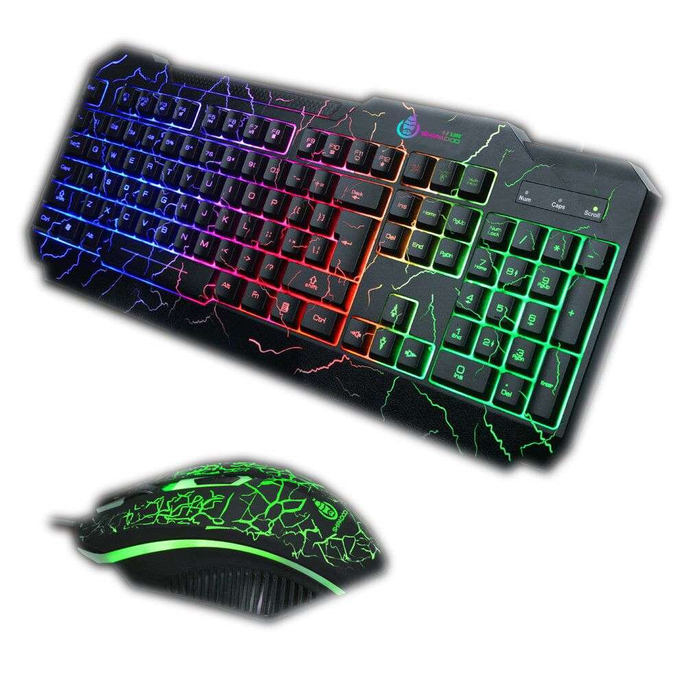 Shipadoo D620 Gaming Wired LED Keyboard and 1600DPI Mouse Combo - OPEN BOX