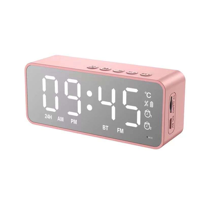 MultiFunction LED Mirror Digital Alarm Clock Bluetooth Speaker FM Radio