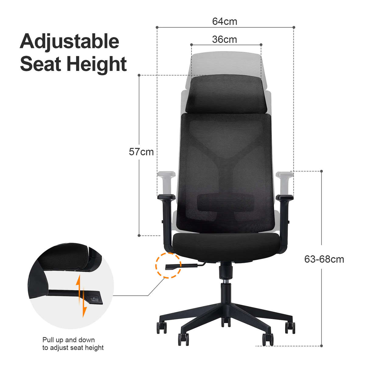 Office Chairs - Ergonomic Executive Mesh with Headrest