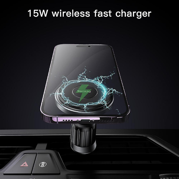 YESIDO - C190 - 15W Quick Wireless Car Charger With Magsafe - Black