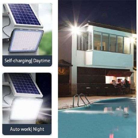 Ecomlight-400W Solar Powered LED Flood Light With Panel & Remote- 4 Pack