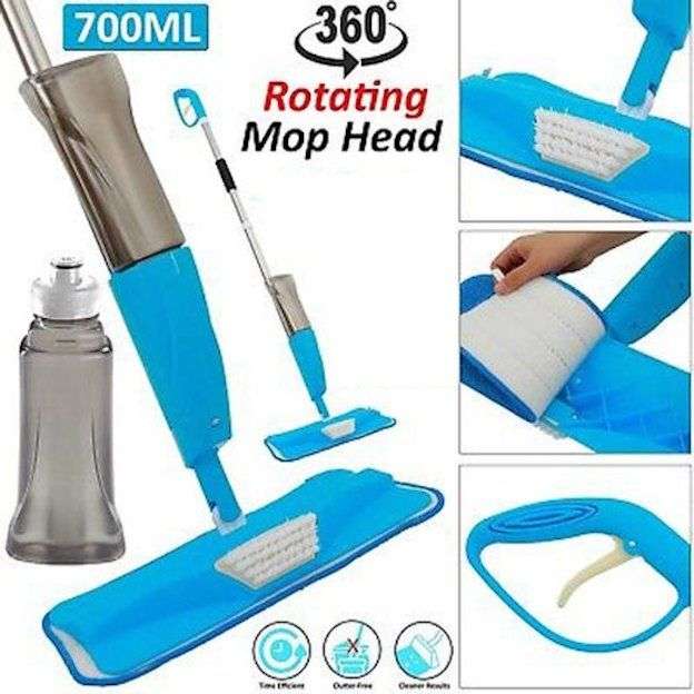 Spray Mop with Brush Cleaner Water Spraying Floor Cleaner For All Surfaces