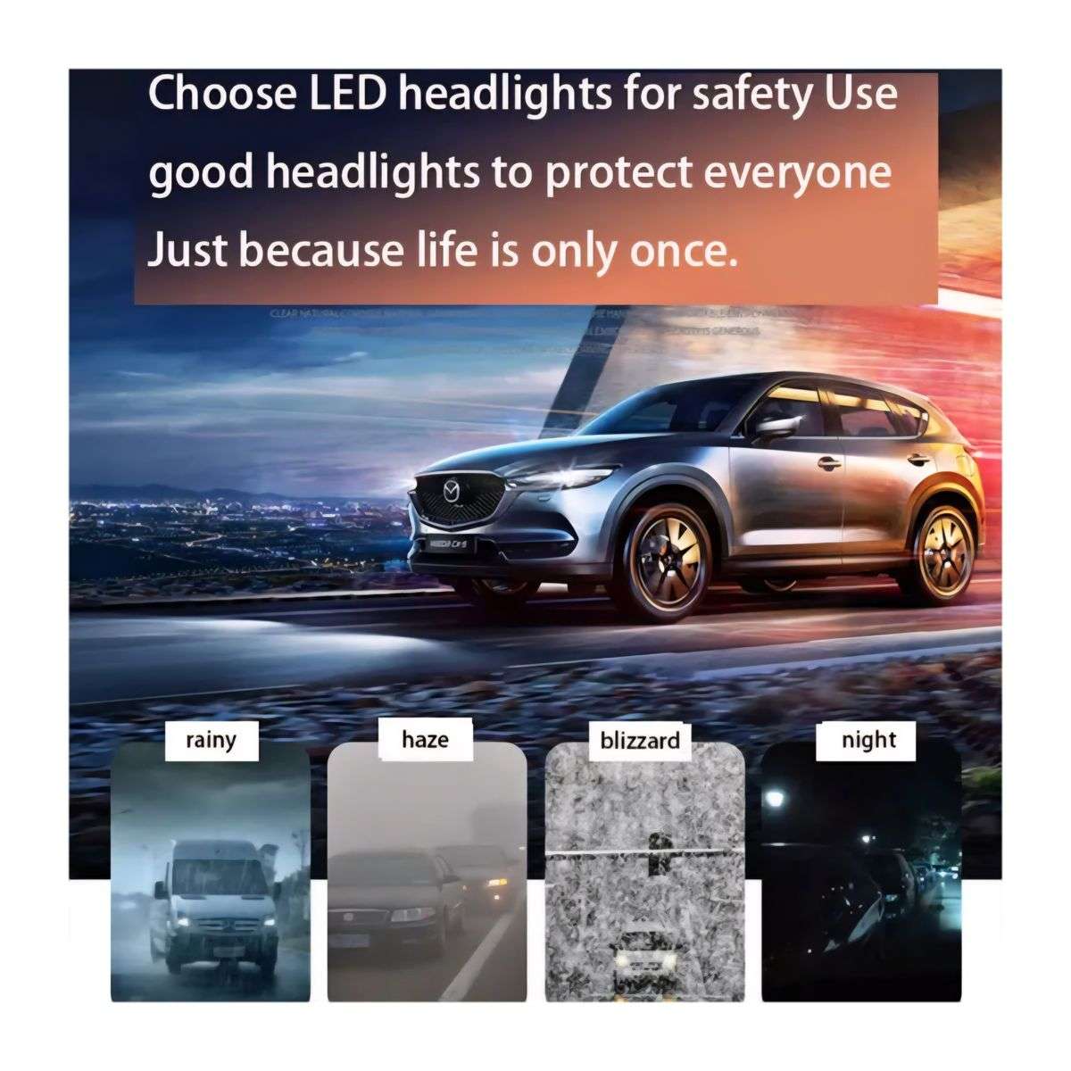 H7 11000LM 45W 6000k Super Bright Led Headlight Bulbs- Pack Of 2