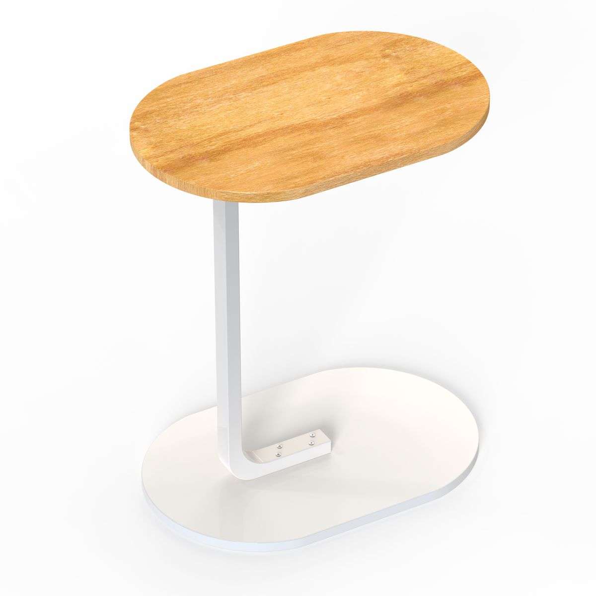 Coffee Table C-Shape Side Table Wooden End Table Couch Table Snack Table - Wood+White