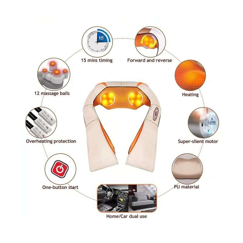 4D Neck Back Shoulder Massager with Heat Deep Kneading Massage Pillow
