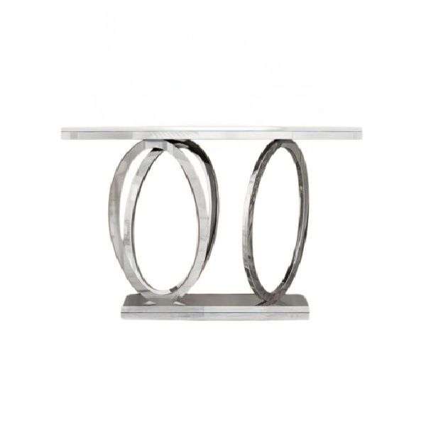 Elegant Marble Top Console Server Table with Oval Bottom