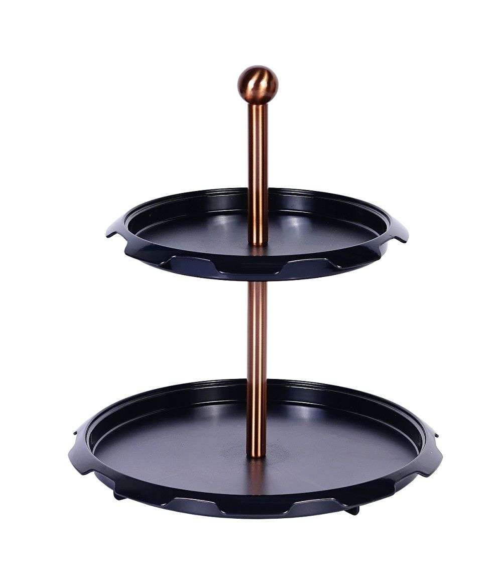 Berlinger Haus Chrome Iron 2 Tier Cake Stand - Black Rose Collection (DISPLAY MODEL)