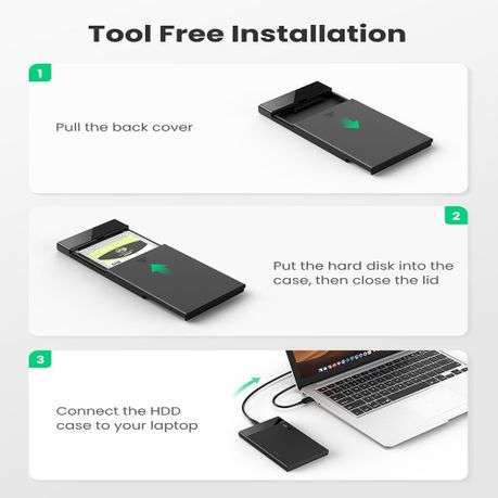 Ugreen - USB Type-C 2.5" SATA III External Hard Drive Enclosure - Ugreen - USB Type-C 2.5" SATA I...