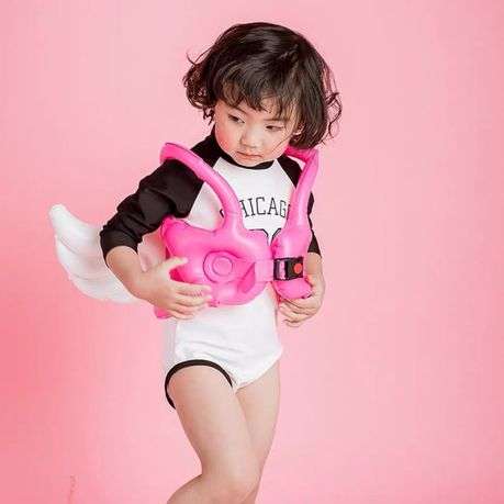 Olive Tree-Child Angel Wing Inflatable Vest Jacket Swimming Aid - Pink / White - 32 cm