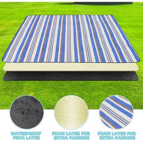 200x150cm Picnic Blanket & Camping Mat with Waterproof Under & Carry Strap