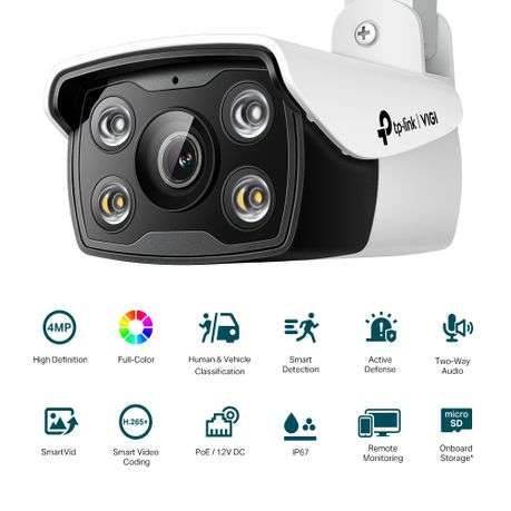 Tp-Link - Vigi C340-2.8 4MP Outdoor Full-Colour Bullet Network Camera (2.8mm) - Tp-Link - Vigi C3...