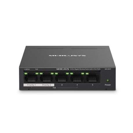 Mercusys - Tp-Link - Mercusys MS105GP 5-Port Gigabit Desktop Switch with 4-Port PoE+ - Mercusys -...