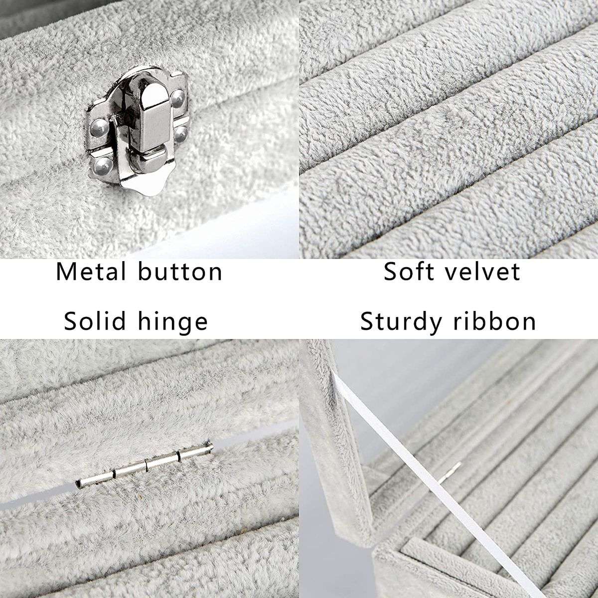 Compact Velvet Fabric Jewelry Storage Organizer Display Box-9 Grids-Grey